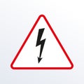 Electrical hazard sign with lightning or thunder icon. High voltage sign. Caution warning and Danger symbol. Triangle shape. Vecto Royalty Free Stock Photo