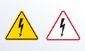 Electrical hazard sign set  with lightning or thunder icon. High voltage sign. Caution warning and Danger symbol. Triangle shape. Royalty Free Stock Photo