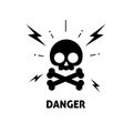 Electrical hazard sign vector illustration, flat cartoon electric shock