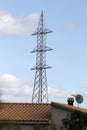 Electrical high tension tower in Mallorca Royalty Free Stock Photo