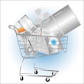 Electrical household appliances on the cart