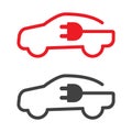 Electrical, hybrid car charging station icon. Future clean energy concept. Vehicle service point isolated vector pictogram.