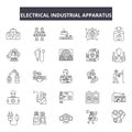 Electrical industrial apparatus line icons, signs, vector set, outline illustration concept