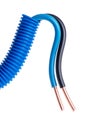 Electrical installation copper cables wire in corrugated pipe Royalty Free Stock Photo