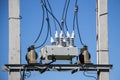 Electrical junction box with insulators Royalty Free Stock Photo