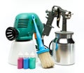 Electrical and mechanical, manual spray gun for pulverization of color Royalty Free Stock Photo