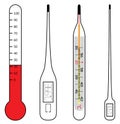 Electrical and mercury thermometers