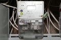Electrical meter with electrical power cables Royalty Free Stock Photo
