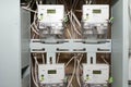 Electrical meters with electrical power cables Royalty Free Stock Photo