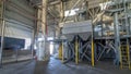 Electrical mill machinery and elevator for the production of seeds timelapse hyperlapse. Grain equipment. Royalty Free Stock Photo