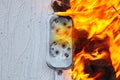 Electrical outlet became the cause apartment on fire Royalty Free Stock Photo