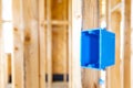 Electrical outlet gang box during new construction Royalty Free Stock Photo