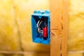 Electrical outlet gang box during new construction Royalty Free Stock Photo