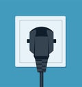Electrical outlet and plug. Wall socket with cable. Vector illustration in flat style Royalty Free Stock Photo