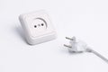 Electrical outlet and plug. isolated on a white background Royalty Free Stock Photo
