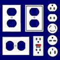 Electrical outlet plugs and faceplates in vector Royalty Free Stock Photo