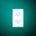 Electrical outlet in the USA icon isolated on green background. Power socket. Flat design. Vector Royalty Free Stock Photo