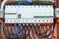 Electrical panel box with fuses and contactors Royalty Free Stock Photo