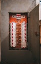 Electrical panel with circuit breakers Royalty Free Stock Photo