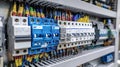 Electrical panel with circuit breakers and organized wiring Royalty Free Stock Photo