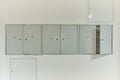 Electrical panel doors on the room wall Royalty Free Stock Photo