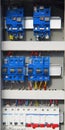 Electrical panel with multiple circuit breakers and wires Royalty Free Stock Photo