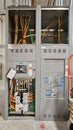 Electrical panel and subpanel at a commercial construction site Royalty Free Stock Photo
