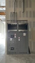 Electrical panel and subpanel at a commercial construction site Royalty Free Stock Photo