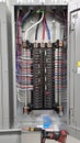 Electrical panel and subpanel at a commercial construction site Royalty Free Stock Photo