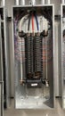 Electrical panel and subpanel at a commercial construction site Royalty Free Stock Photo