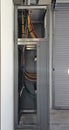 Electrical panel and subpanel at a commercial construction site Royalty Free Stock Photo