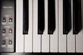 Electrical piano keys and controls from above Royalty Free Stock Photo