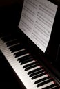 Electrical piano music with musical notes on black background Royalty Free Stock Photo