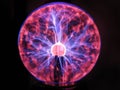 Electrical plasma ball sphere of pink and blue energy spikes