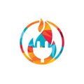 Electrical plug with fire icon logo design. Fire energy logo concept. Royalty Free Stock Photo