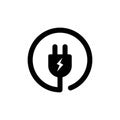 Electrical plug icon. Uk electric plug icon. Wire, cable of energy disconnect. Electrical plug logo. Vector EPS 10. Isolated on Royalty Free Stock Photo