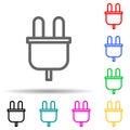 electrical plug multi color style icon. Simple thin line, outline vector of web icons for ui and ux, website or mobile application Royalty Free Stock Photo