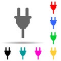 electrical plug multi color style icon. Simple thin line, outline vector of web icons for ui and ux, website or mobile application Royalty Free Stock Photo