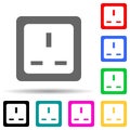 electrical plug multi color style icon. Simple thin line, outline vector of web icons for ui and ux, website or mobile application Royalty Free Stock Photo