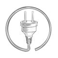 Electrical Plug with Two Pins inside a Circle, Power Cord Illustration Royalty Free Stock Photo