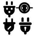 Electrical plugs and socket icons power connection Royalty Free Stock Photo