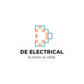 Electrical pola with line and D letter shaped logo design illustration