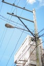 Electrical Pole Under the Clear Blue Sky Royalty Free Stock Photo