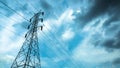 Electrical poles of high voltage in white cloud and blue sky / electric pole power lines and wires with blue sky / high voltage Royalty Free Stock Photo