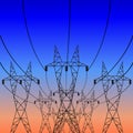 Electrical poles and electrical wires carry electrical current to consumers