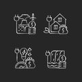 Electrical power cost chalk white icons set on dark background