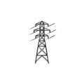 Electrical power line hand drawn outline doodle icon. Royalty Free Stock Photo