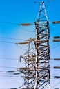 Electrical Power Lines under a blue sky. Tower Royalty Free Stock Photo
