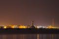 Electrical power plant near sea coat at night, Rayong, Thailand Royalty Free Stock Photo