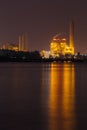 Electrical power plant near sea coat at night, Rayong, Thailand Royalty Free Stock Photo